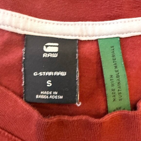 G Star Raw Shirt Mens Small Graphic 13 Slim Red Short Sleeve - Picture 5 of 6